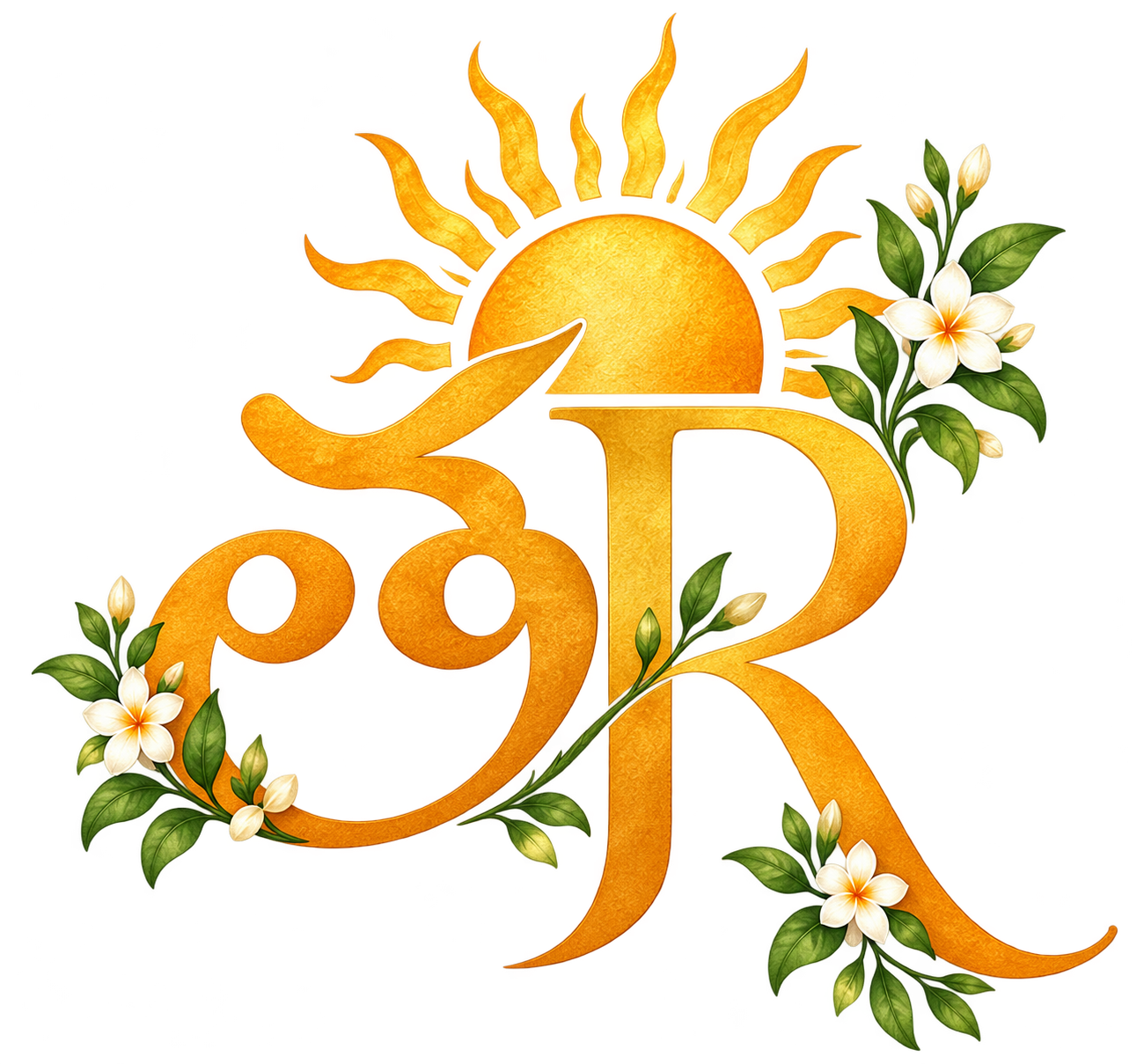 R and T monogram in a leaf wreath, Revanth and Thanusha
